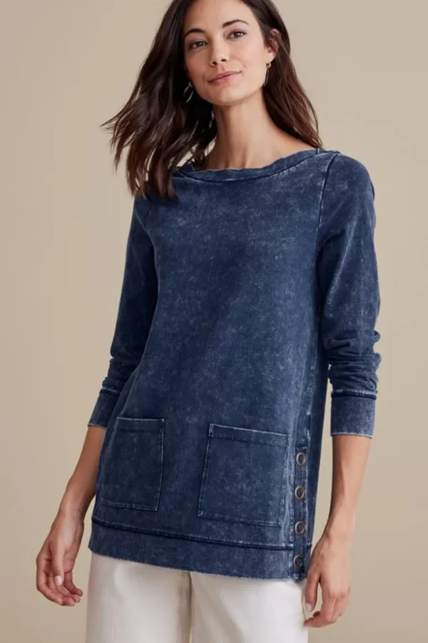 Washed Make It Snappy Pullover<Soft Surroundings Clearance