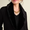 Amalie Faux Fur Collar Ribbed Cardigan<Soft Surroundings New