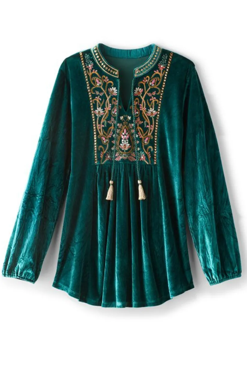 Ashanti Embellished Velvet Tunic<Soft Surroundings Discount
