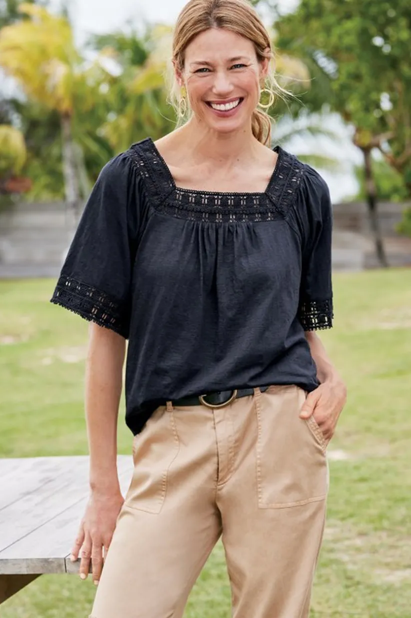 Brianna Crochet Knit Tee<Soft Surroundings New