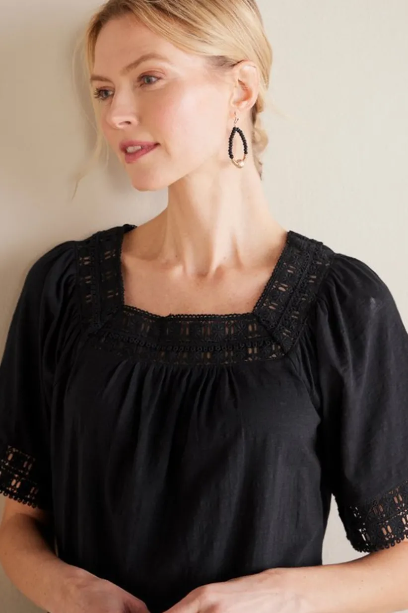 Brianna Crochet Knit Tee<Soft Surroundings New