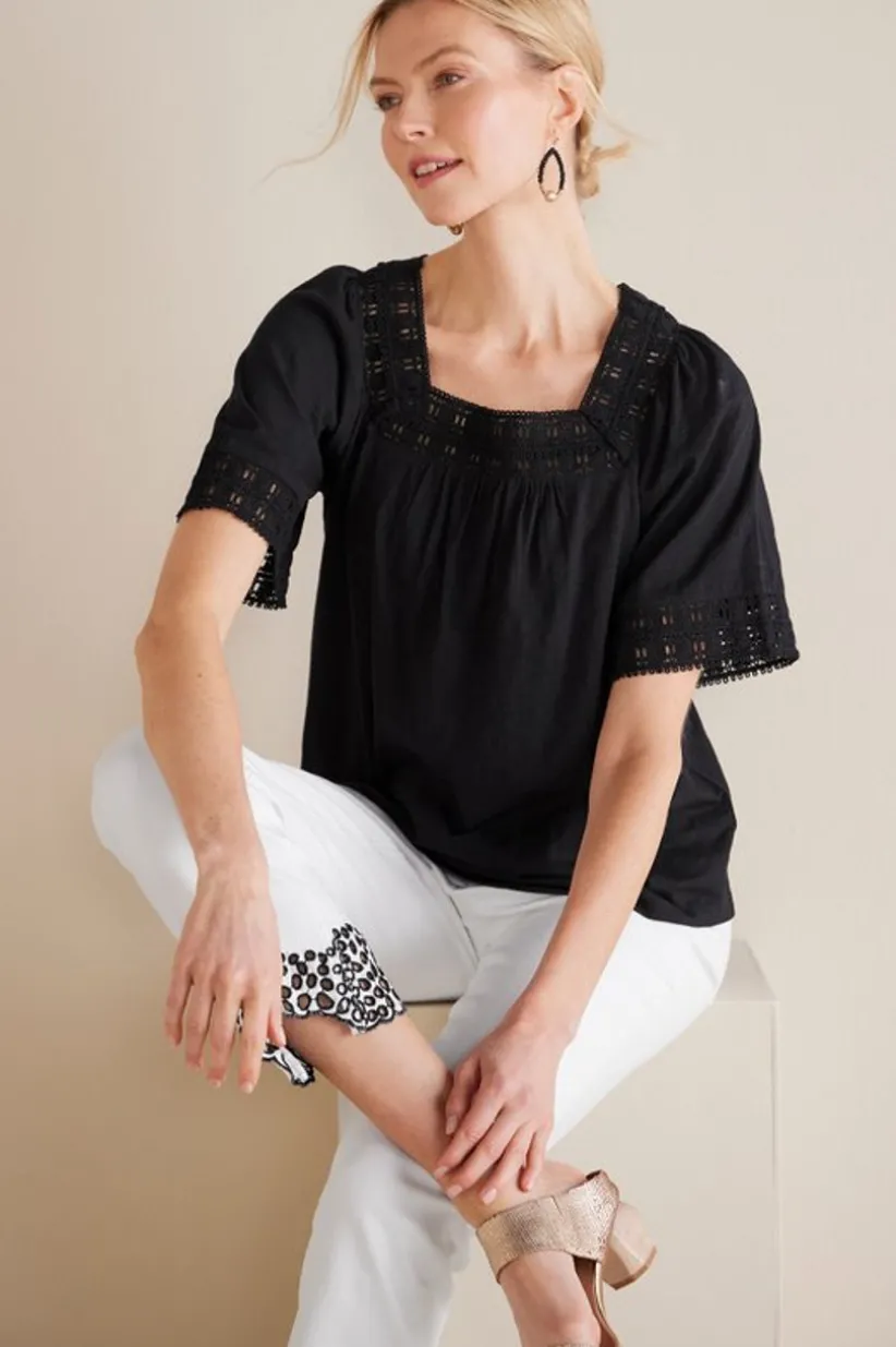 Brianna Crochet Knit Tee<Soft Surroundings New