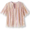 Ciel Metallic Stripe Eyelet Top<Soft Surroundings Outlet