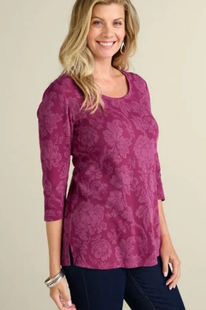 Clarette Jacquard 3/4 Sleeve Tunic<Soft Surroundings Discount