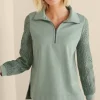 Crochet Sleeve French Terry Tunic<Soft Surroundings Hot