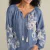 Diya Embroidered Tencel™ Peasant Top<Soft Surroundings Clearance
