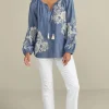 Diya Embroidered Tencel™ Peasant Top<Soft Surroundings Clearance