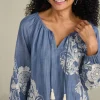 Diya Embroidered Tencel™ Peasant Top<Soft Surroundings Clearance