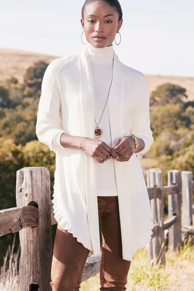 Draped Ruffle Cardigan<Soft Surroundings Outlet