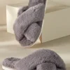 Dreama Faux Fur Cross Band Slippers<Soft Surroundings Best