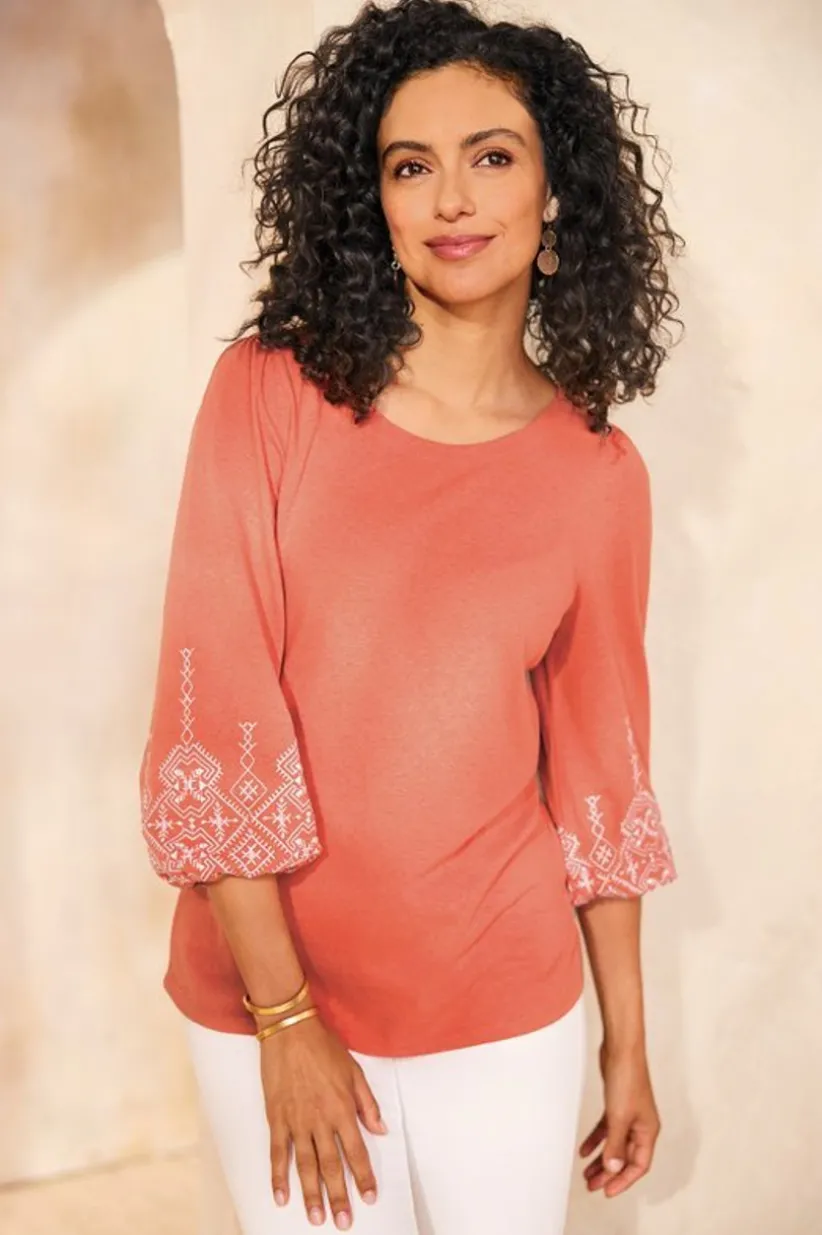 Embroidered Parisian Poet Top<Soft Surroundings Hot