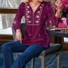 Evelyne Embroidered Velvet Tunic<Soft Surroundings Fashion