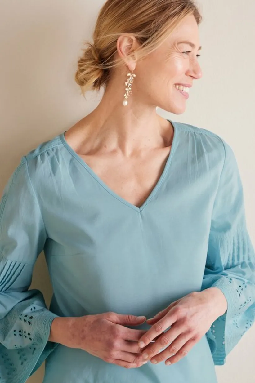 Heloise Eyelet Sleeve Tunic<Soft Surroundings Clearance