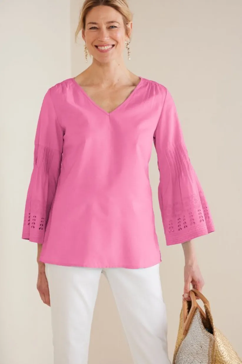 Heloise Eyelet Sleeve Tunic<Soft Surroundings Clearance