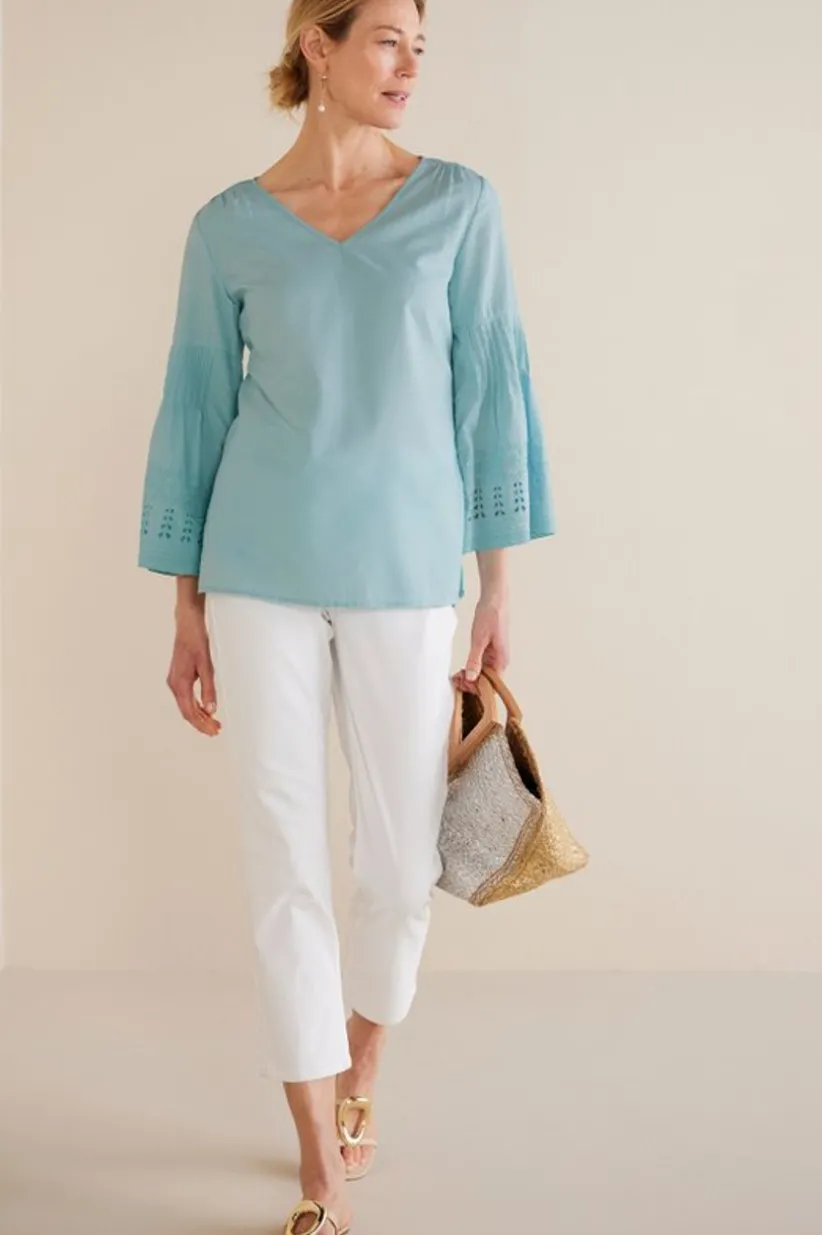 Heloise Eyelet Sleeve Tunic<Soft Surroundings Clearance