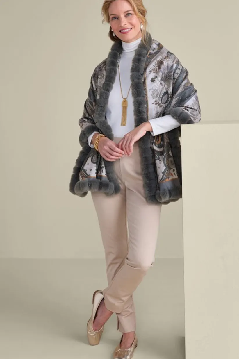 Katya Faux Fur Trim Wrap Scarf<Soft Surroundings Best