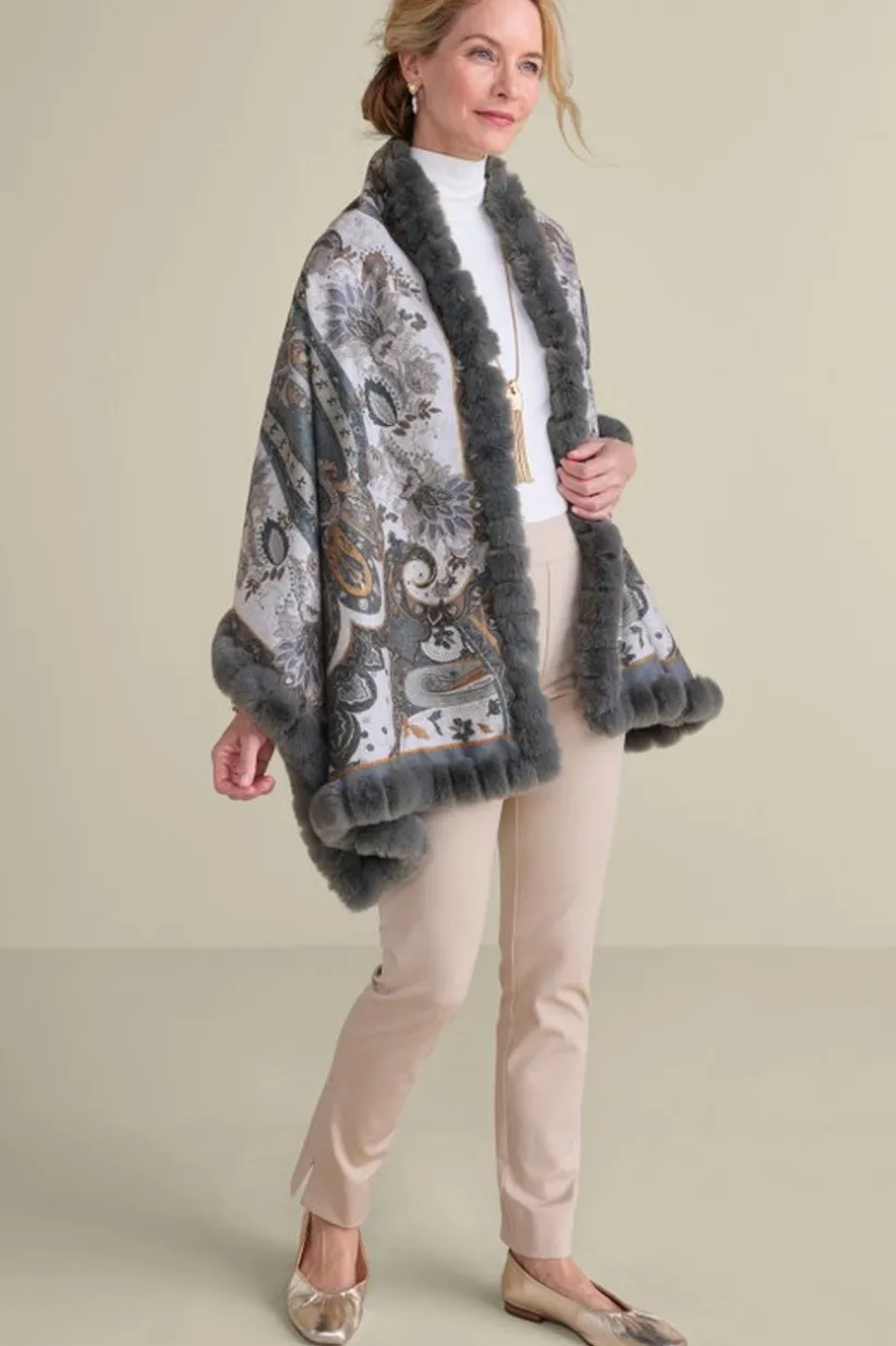Katya Faux Fur Trim Wrap Scarf<Soft Surroundings Best