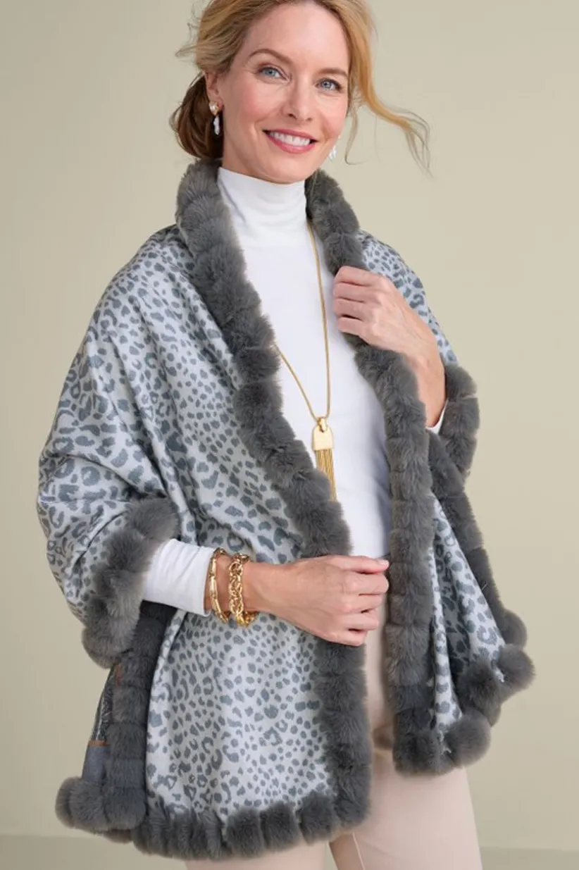 Katya Faux Fur Trim Wrap Scarf<Soft Surroundings Best