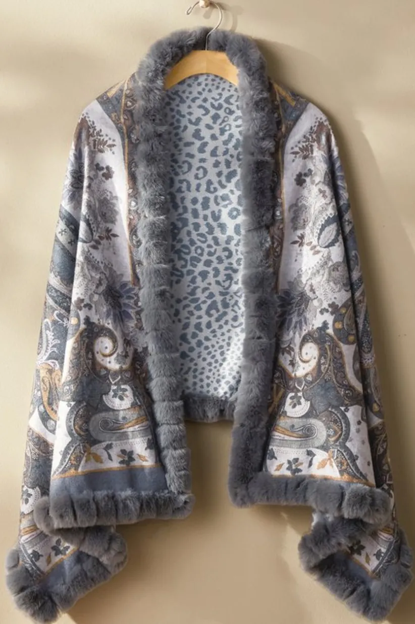 Katya Faux Fur Trim Wrap Scarf<Soft Surroundings Best