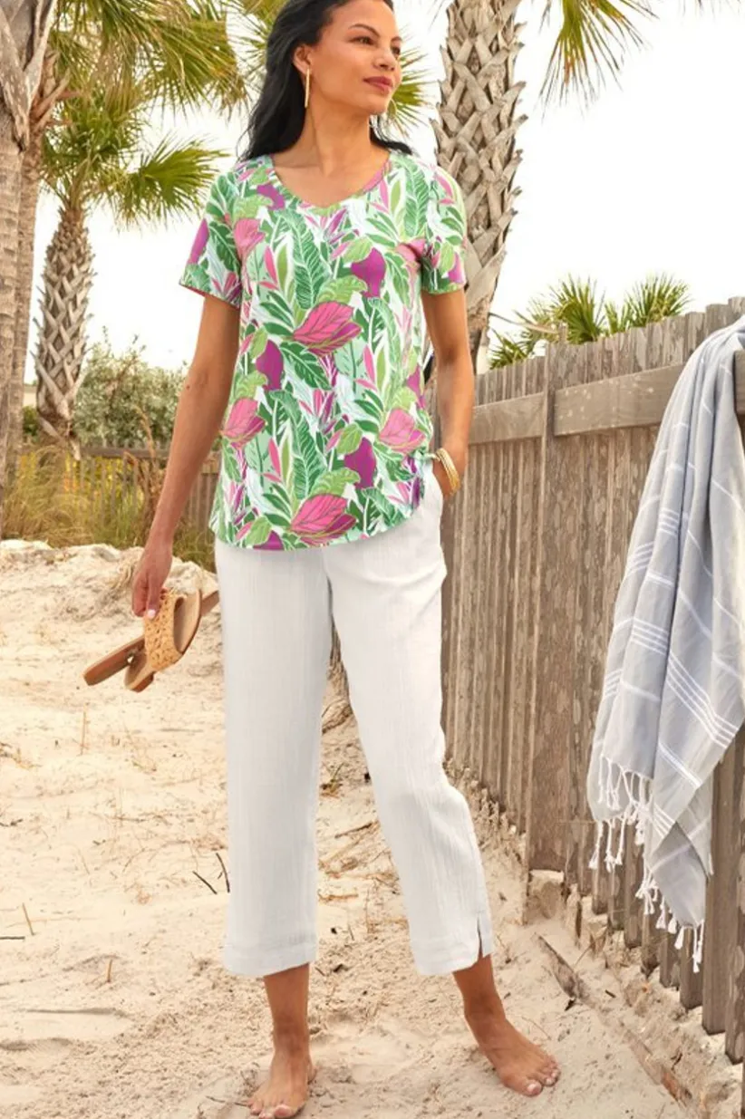 Khulani Straight Leg Gauze Crop Pants<Soft Surroundings Hot