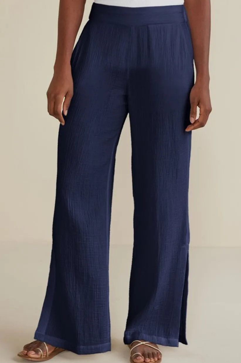 Khulani Wide Leg Gauze Pants<Soft Surroundings Outlet
