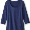 Linnea Embroidered 3/4 Sleeve Tee<Soft Surroundings Hot