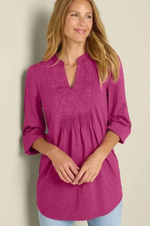 Mikaela Embroidered 3/4 Sleeve Tunic<Soft Surroundings Online