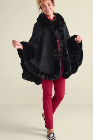Mila Faux Fur Trim Cape<Soft Surroundings Clearance