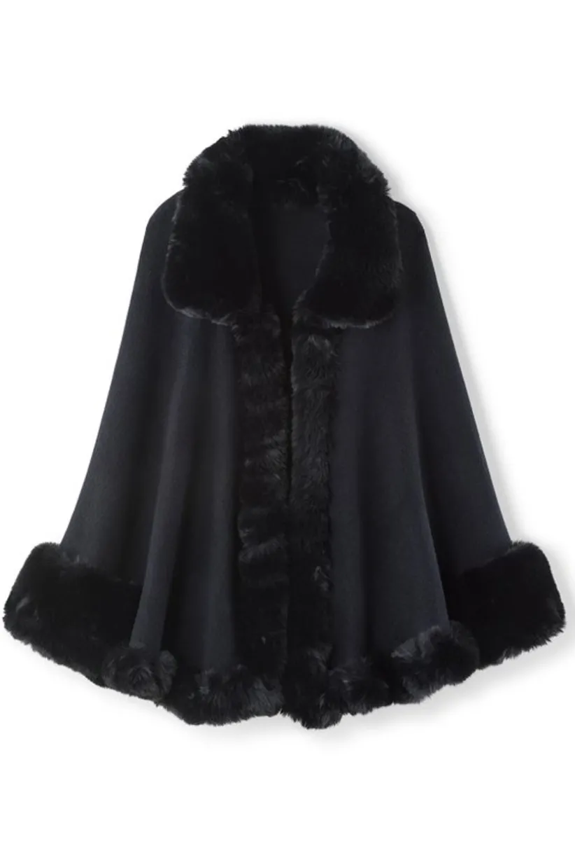 Mila Faux Fur Trim Cape<Soft Surroundings Clearance