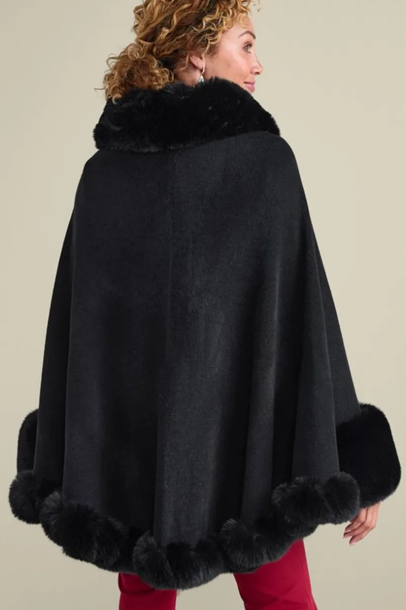 Mila Faux Fur Trim Cape<Soft Surroundings Clearance