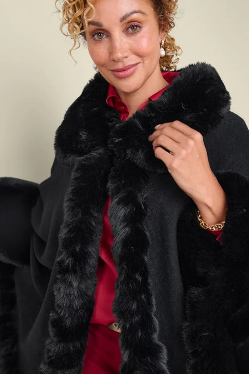 Mila Faux Fur Trim Cape<Soft Surroundings Clearance