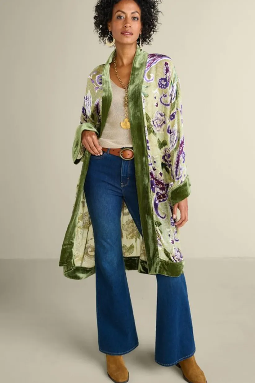 Nomi Silk Blend Velvet Kimono<Soft Surroundings Clearance
