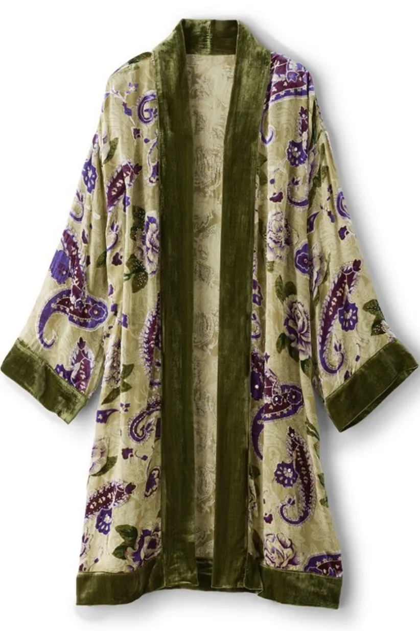 Nomi Silk Blend Velvet Kimono<Soft Surroundings Clearance