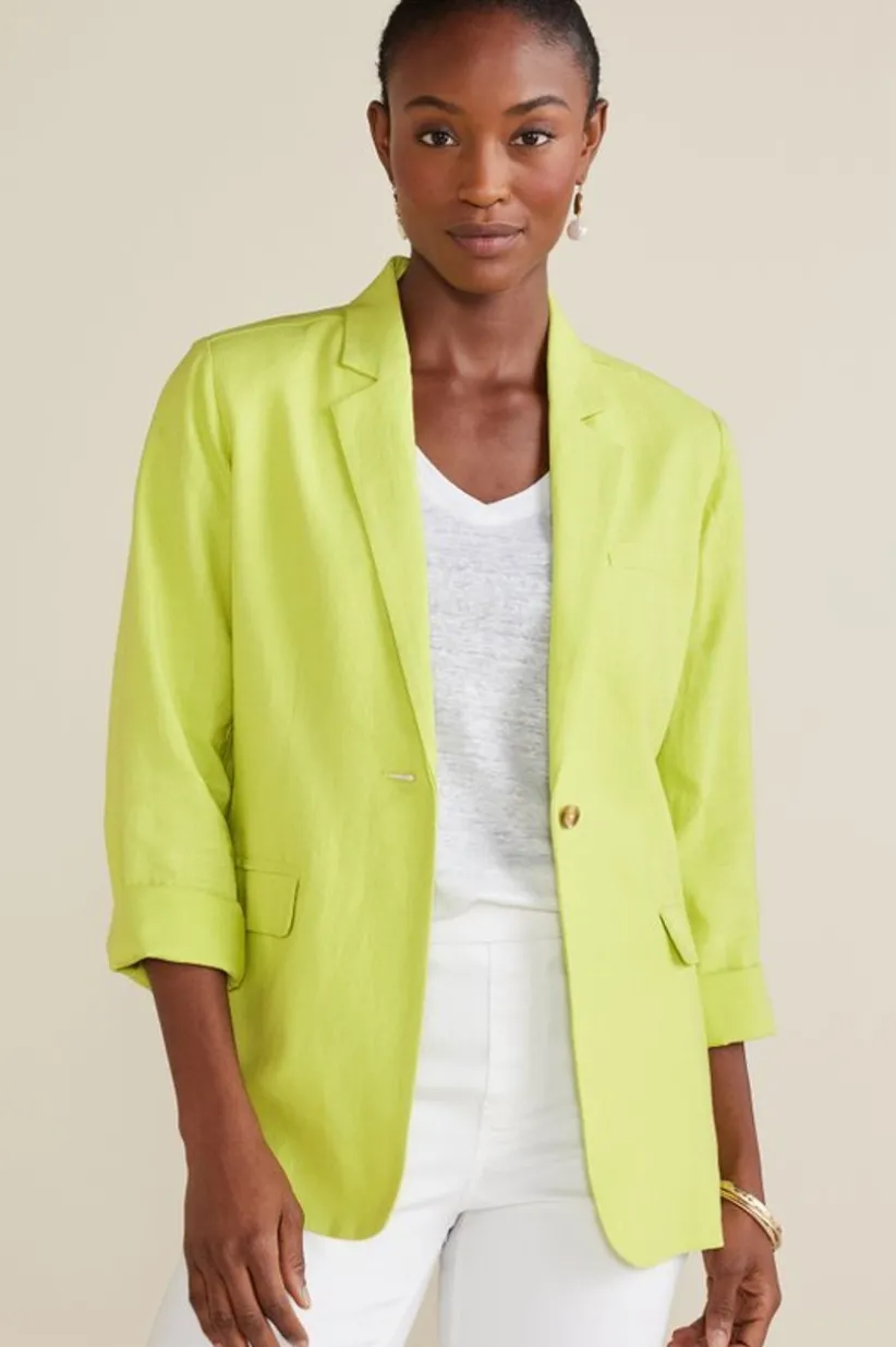 Portofino Linen Blend Boyfriend Blazer<Soft Surroundings Outlet