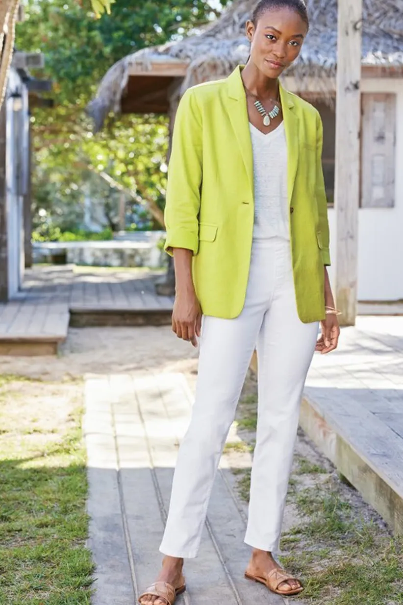 Portofino Linen Blend Boyfriend Blazer<Soft Surroundings Outlet