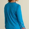 Riva Embroidered Knit Gauze Top<Soft Surroundings Fashion