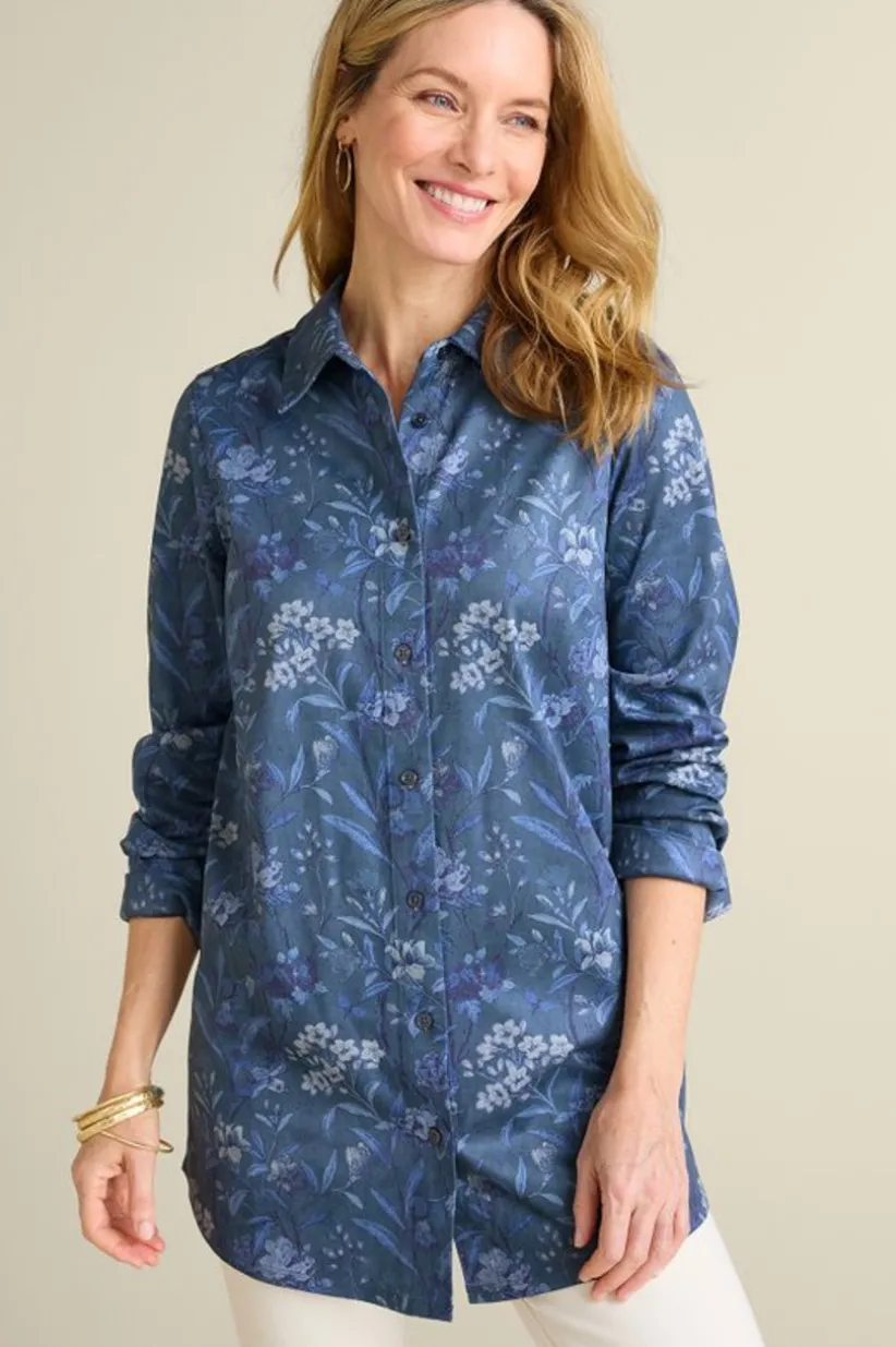 Stretch Faux Suede Boyfriend Tunic Shirt<Soft Surroundings Outlet