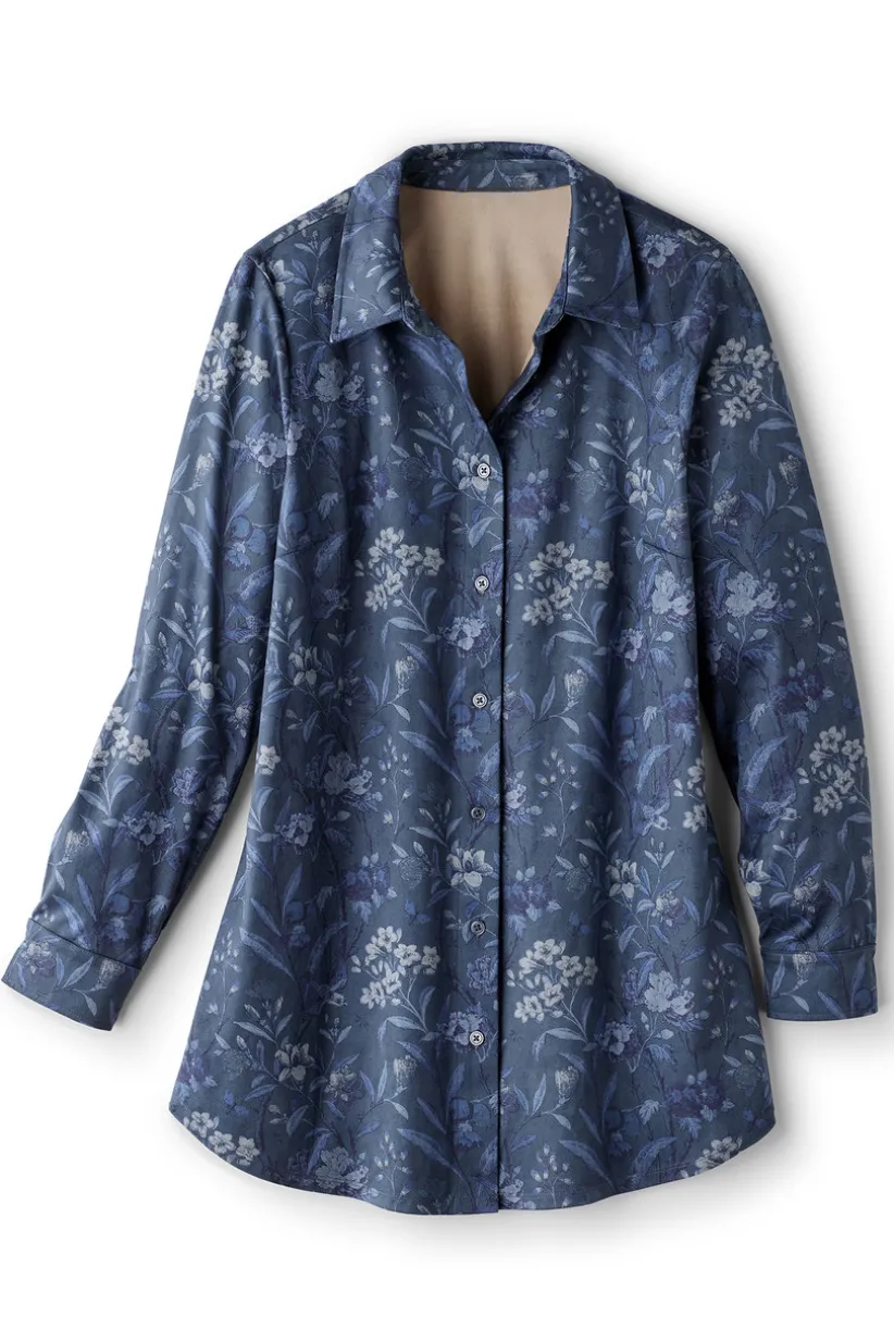 Stretch Faux Suede Boyfriend Tunic Shirt<Soft Surroundings Outlet