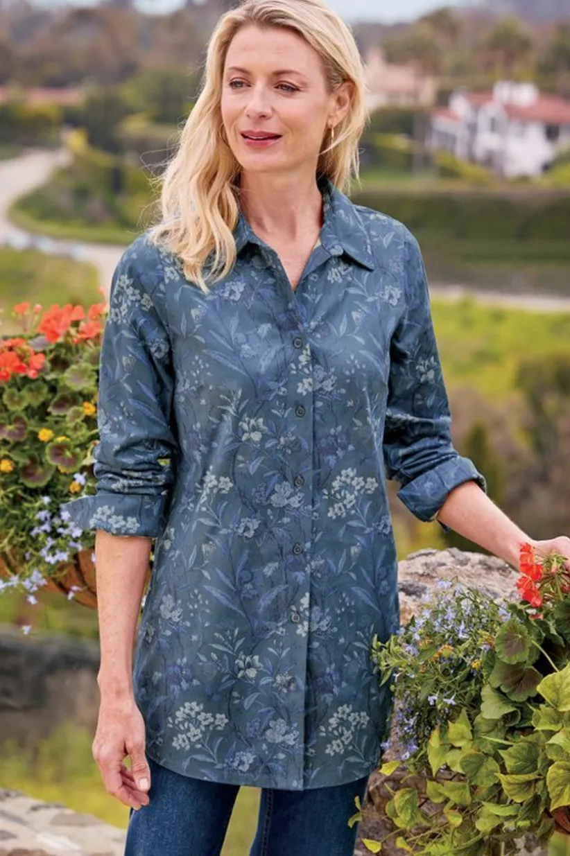 Stretch Faux Suede Boyfriend Tunic Shirt<Soft Surroundings Outlet