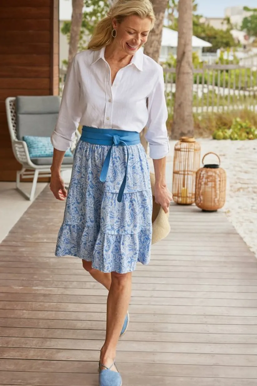 Talisa Linen Blend Skirt<Soft Surroundings Outlet