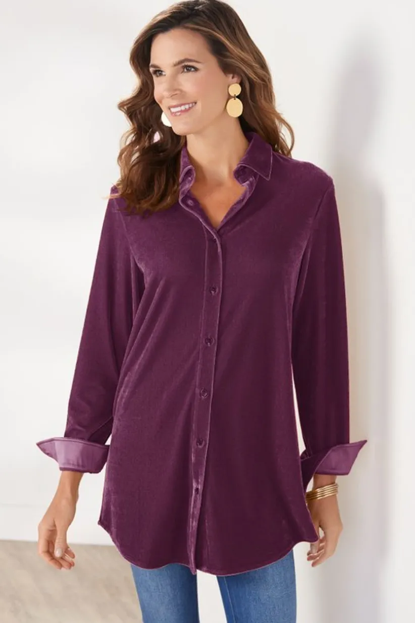 Velvet Boyfriend Tunic Shirt<Soft Surroundings Discount