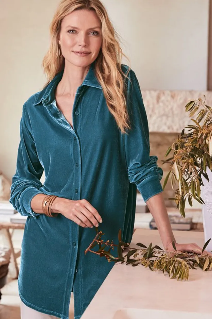 Velvet Boyfriend Tunic Shirt<Soft Surroundings Discount