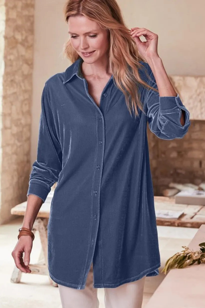 Velvet Boyfriend Tunic Shirt<Soft Surroundings Discount