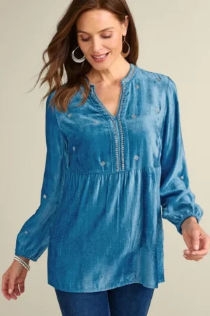 Verna Embellished Velvet Tunic<Soft Surroundings Clearance